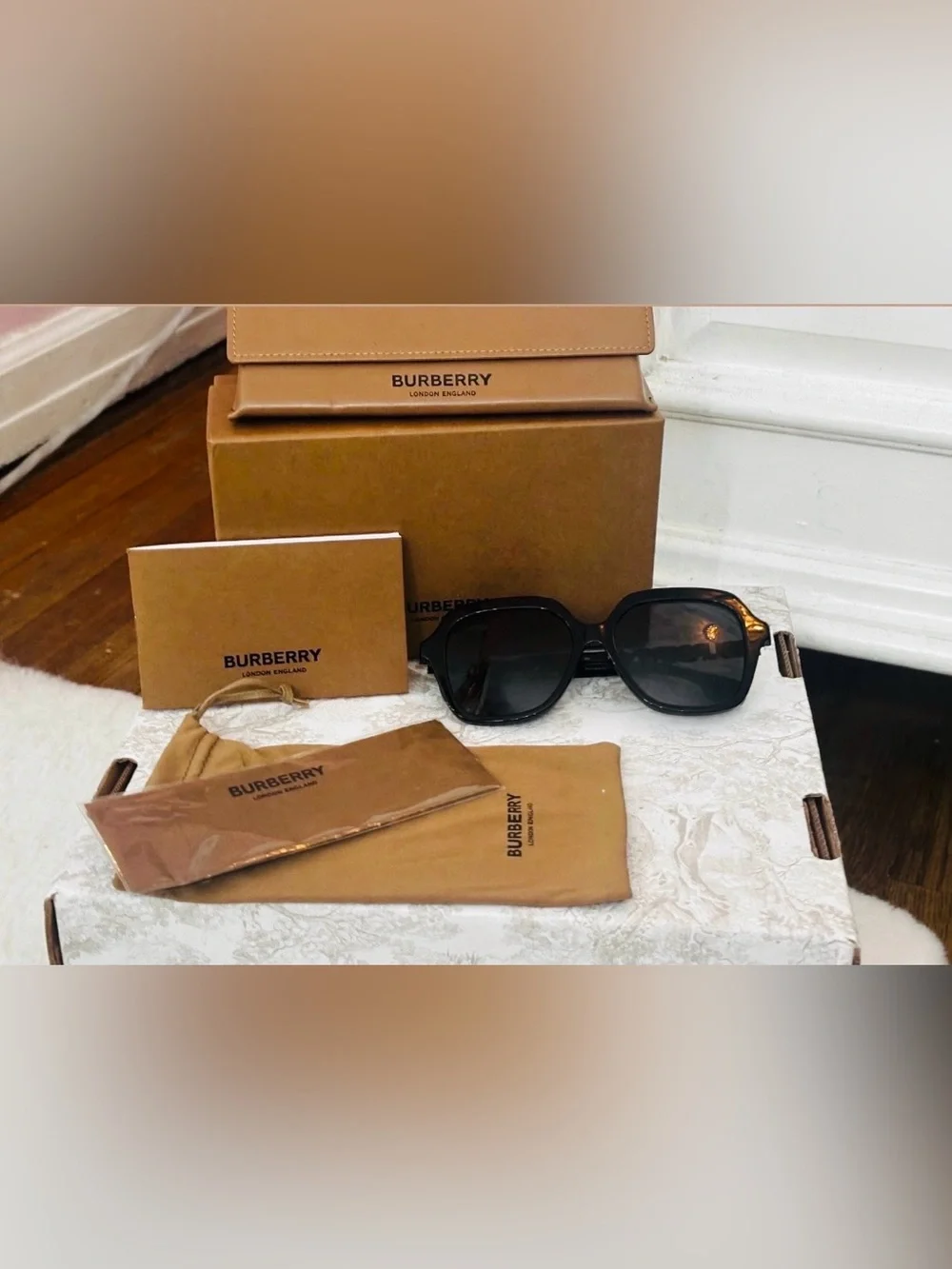 Burberry Black Women's Oversized Sunglasses with Dark Lenses